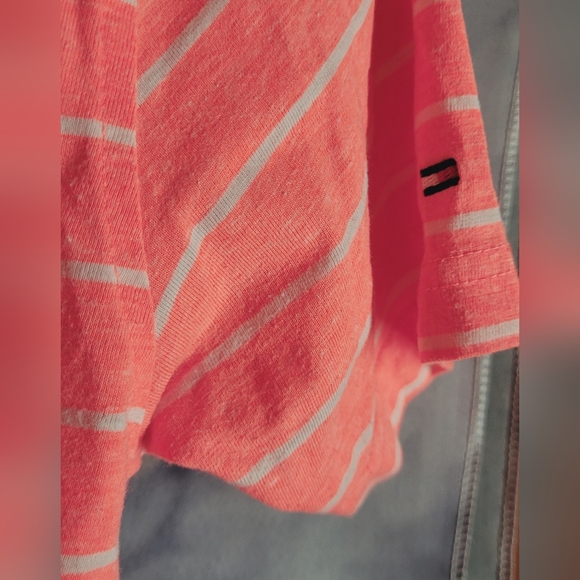 Boys 12-14 Tommy Hilfiger collared striped shirt orange button front - Picture 3 of 5